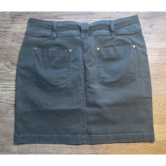 CAbi Twill Olive Green Mini Short Skirt Pockets Cotton Stretch Size 12 # 948 - Picture 3 of 11